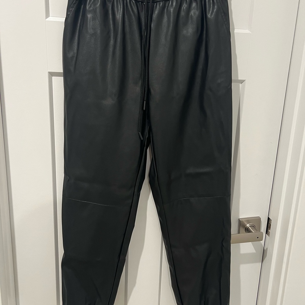 Fashion Nova Black Faux Leather Joggers